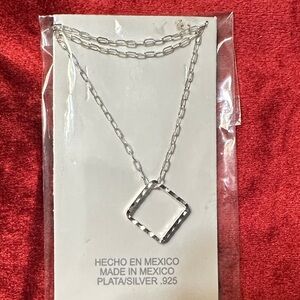 Silver Geometric Pendant Necklace